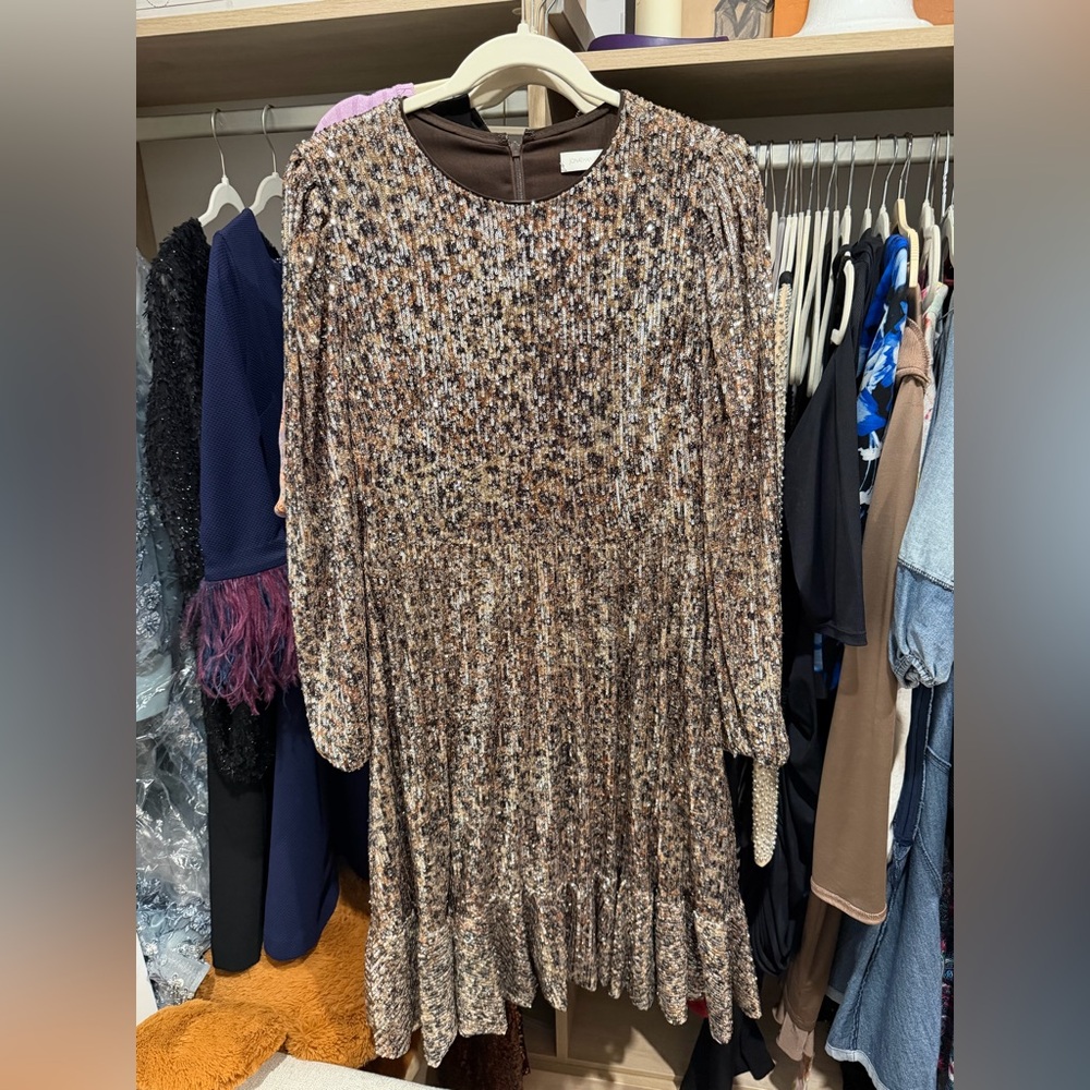 Jonathan Simkhai Brown and Gold Sequin Top